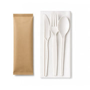 PSM White Cutlery Pack 4x1 Wrapped Eco Friendly Disposable Set - SNH Packing