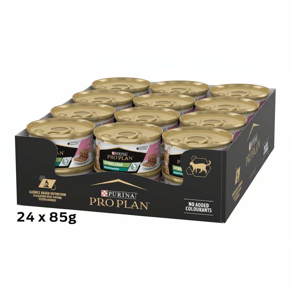 Purina Pro Plan Adult Sterilised Maintenance, Wet Cat Food, Terrine with Salmon and Tuna 85G - SNH Packing