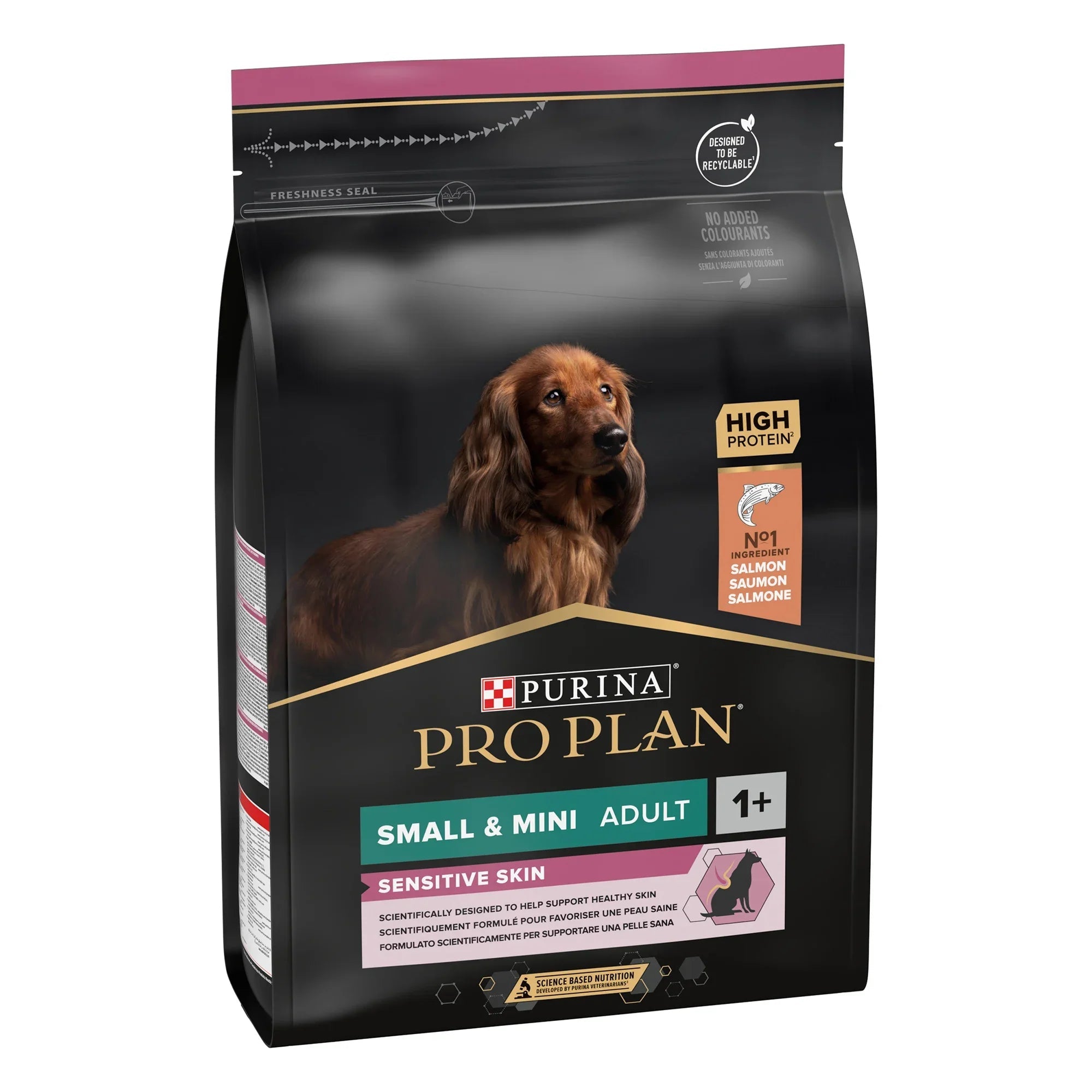 Purina Pro Plan Sensitive Skin Small and Mini Adult, Dry Dog food with Salmon, 3 kg - SNH Packing