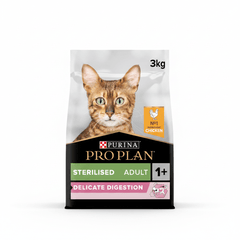 Purina Pro Plan Sterilised Adult Delicate Digestion Dry Cat Food with Chicken, 3 kg - SNH Packing