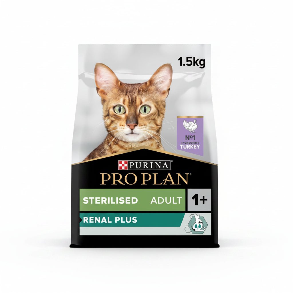 Purina Pro Plan Sterilised Adult Renal Plus Dry Cat Food with Turkey, 1.5 kg - SNH Packing