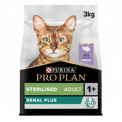 Purina Pro Plan Sterilised Adult Renal Plus Dry Cat Food with Turkey, 3 kg - SNH Packing