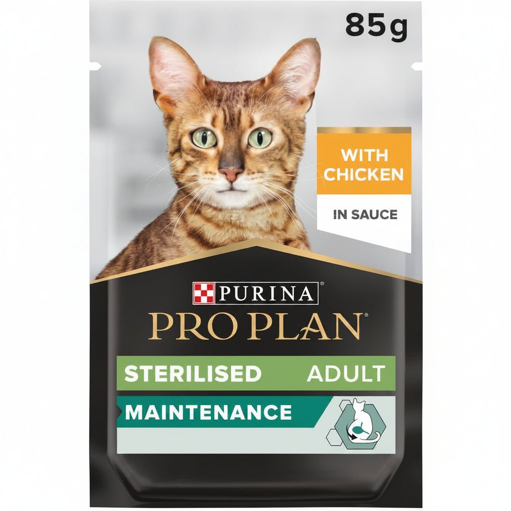 Purina Pro Plan Sterilised Adult Wet Cat Food, Chicken in Gravy, 26 x 85g - SNH Packing