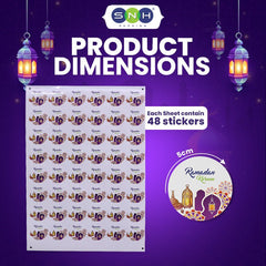Ramadan Kareem Sheet Paper Stickers 5cm Round - SNH Packing