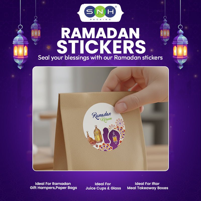 Ramadan Kareem Sheet Paper Stickers 5cm Round - SNH Packing