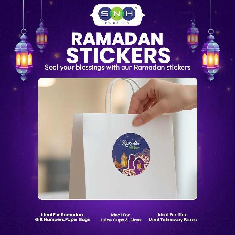 Ramadan Kareem Sheet Paper Stickers 5cm Round - SNH Packing