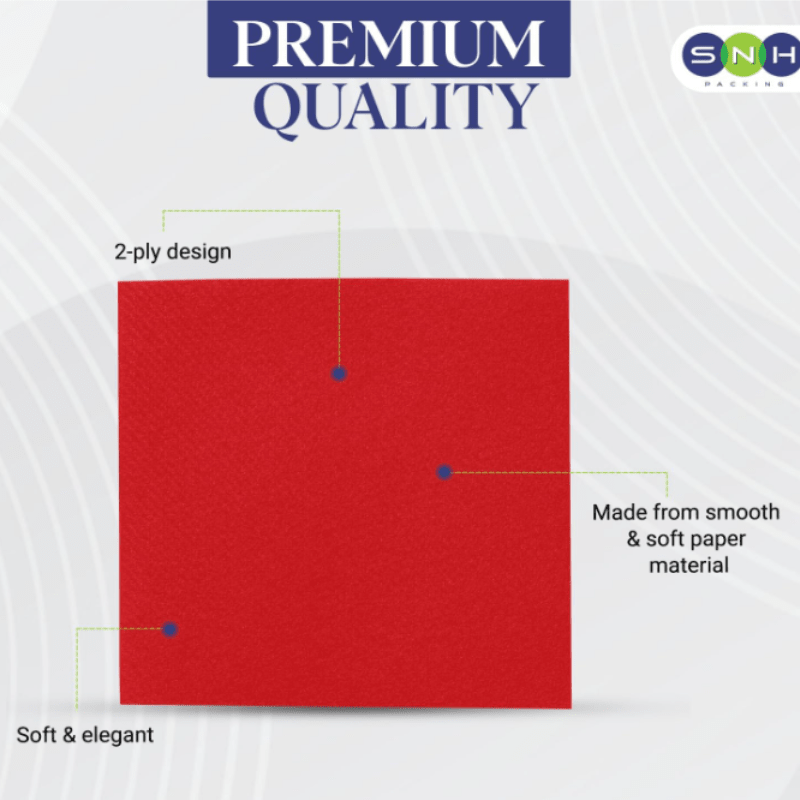 Red Cocktail Paper Napkins – 2 - Ply | 50 PCS PKT - SNH Packing