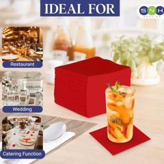 Red Cocktail Paper Napkins – 2 - Ply | 50 PCS PKT - SNH Packing
