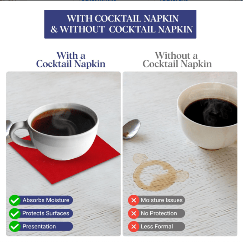 Red Cocktail Paper Napkins – 2 - Ply | 50 PCS PKT - SNH Packing