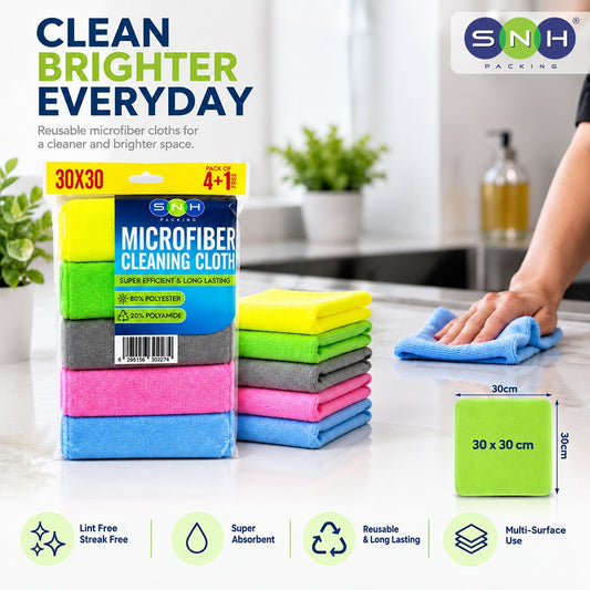 Reusable Microfiber Cleaning Cloth 5 Pieces 30x30cm 40x40cm - SNH Packing