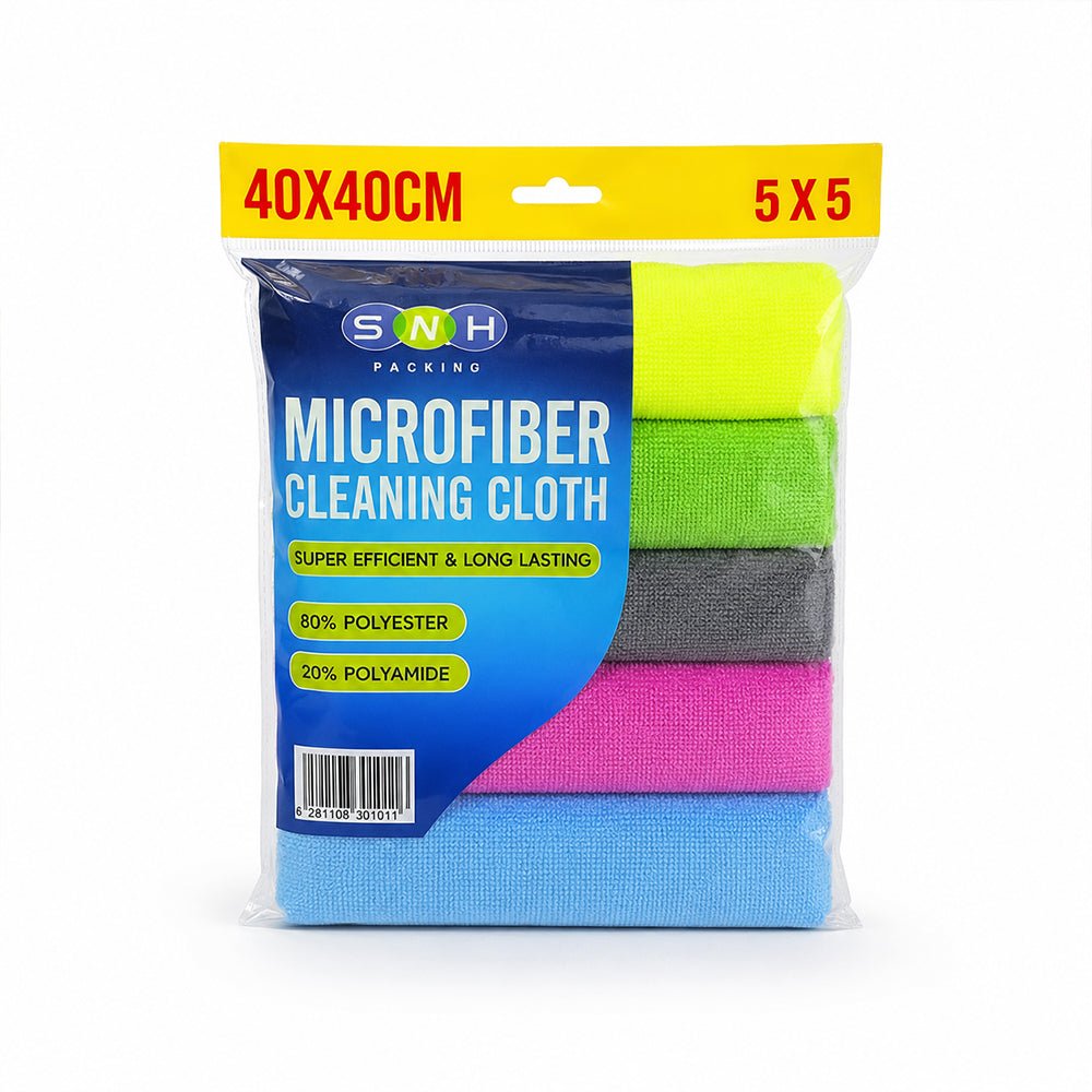 Reusable Microfiber Cleaning Cloth 5 Pieces 30x30cm 40x40cm - SNH Packing