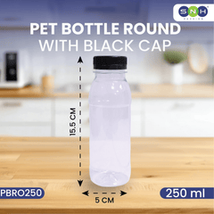 Round PET Bottles with Caps 60ml to 500ml Food Grade - SNH Packing