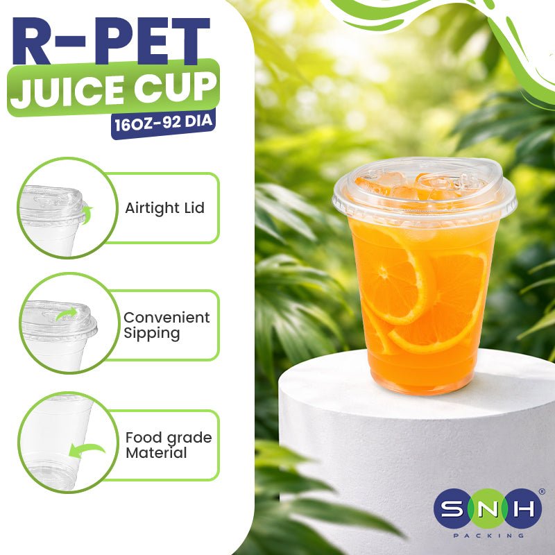 RPET Cups With Lid - Disposable Cold Drink Cups - SNH Packing