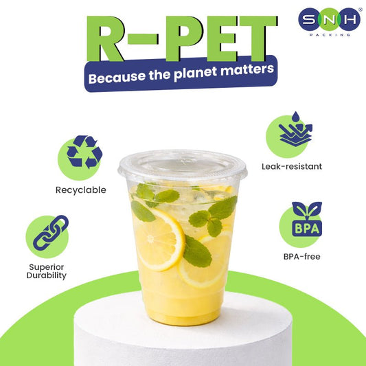 RPET Cups With Lid - Disposable Cold Drink Cups - SNH Packing
