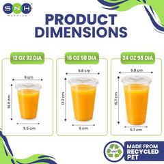 RPET Cups With Lid - Disposable Cold Drink Cups - SNH Packing