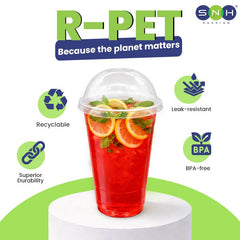 RPET Cups With Lid - Disposable Cold Drink Cups - SNH Packing