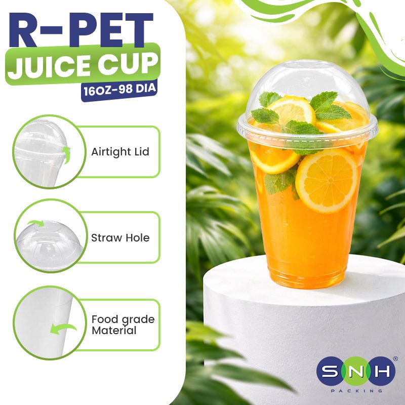 RPET Cups With Lid - Disposable Cold Drink Cups - SNH Packing