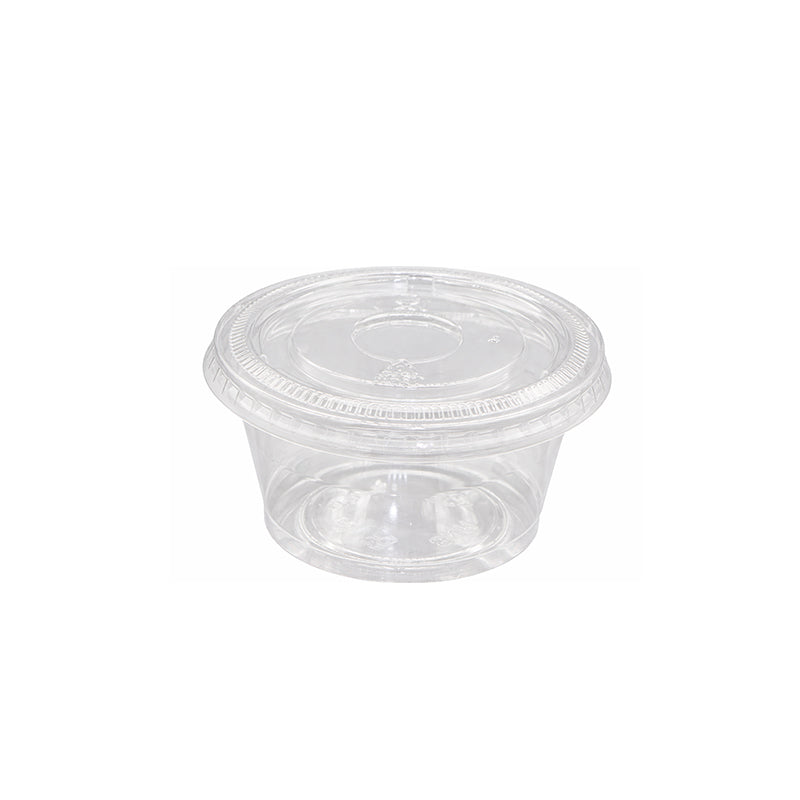 Clear plastic food container with lid on a white background