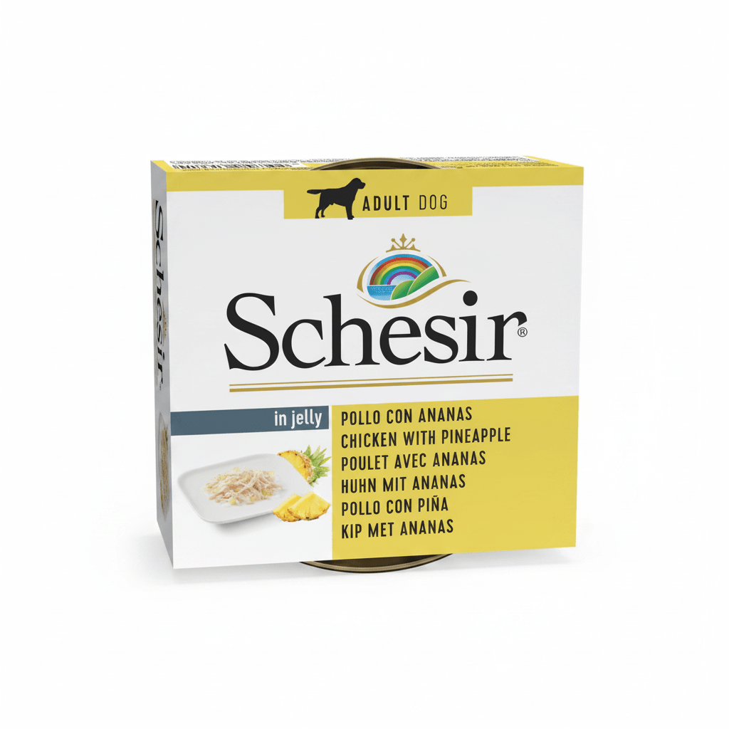 Schesir Dog Wet Food in Jelly Can-Chicken With Pineapple 150g - SNH Packing