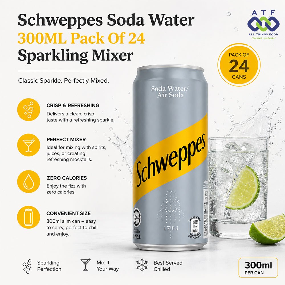 Schweppes Soda Water 300ML Pack of 24 Sparkling Mixer - SNH Packing