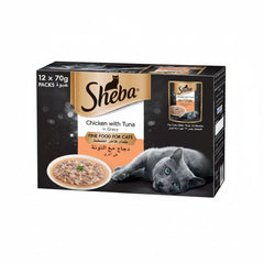 Sheba Fine Wet Cat Food Pouch Chicken & Tuna in Gravy 12X70G - SNH Packing