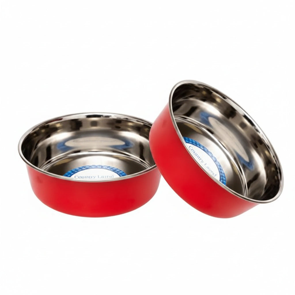 Saluki Stainless Steel Double Wall Dog Bowls RED - 2.2L