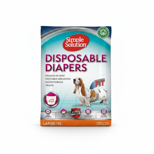 Simple Solution Disposable Female Dog Diapers, White, L/XL, Pack Of 12 - SNH Packing