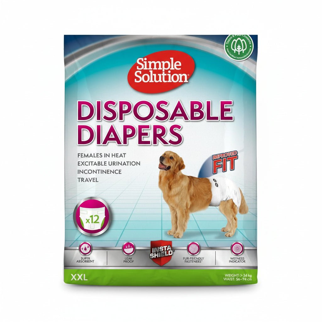 Simple Solution Disposable Female Dog Diapers, White, XXL Pack Of 12, X - Large - SNH Packing