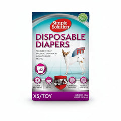 Simple Solution Improved Fit Disposable Female Dog Diapers, White, X-Small, Pack of 1 (12 Pieces) - SNH Packing