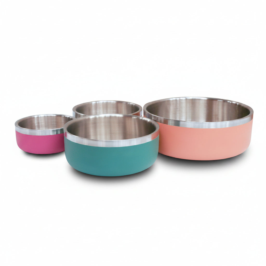 Saluki Stainless Steel Double Wall Dog Bowls PEACH - 350ML