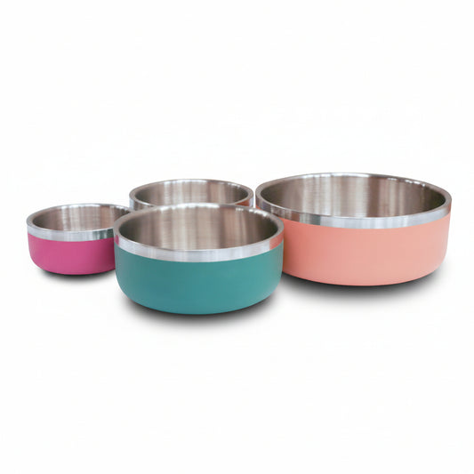 Saluki Stainless Steel Double Wall Dog Bowls PEACH - 350ML