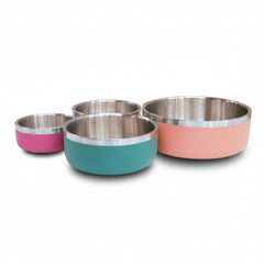 Saluki Stainless Steel Double Wall Dog Bowls PEACH - 350ML