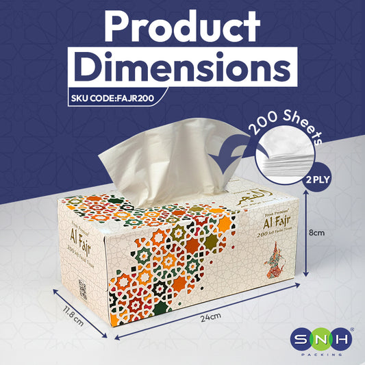 SNH Al Fajr facial tissue 200 sheets disposable tissue pack UAE