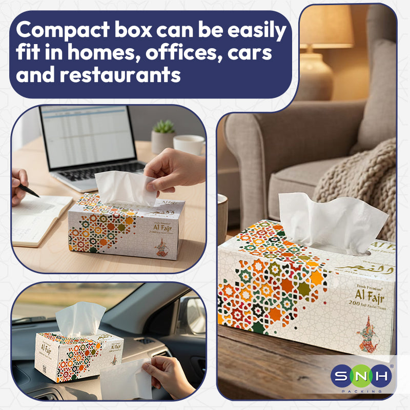 SNH Al Fajr facial tissue 200 sheets household tissue paper UAE
