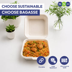 Bagasse Lunch Boxes Eco Friendly Biodegradable Disposable Boxes