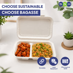 Bagasse Lunch Boxes Eco Friendly Biodegradable Disposable Boxes