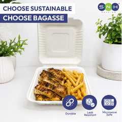 Bagasse Lunch Boxes Eco Friendly Biodegradable Disposable Boxes