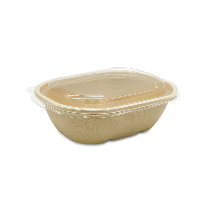 Bagasse Oval Containers with PET Lids Eco Friendly Takeaway Boxes