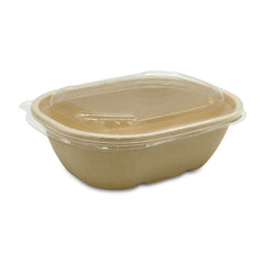 SNH bagasse oval container with PET lid 770ml sustainable food packaging UAE