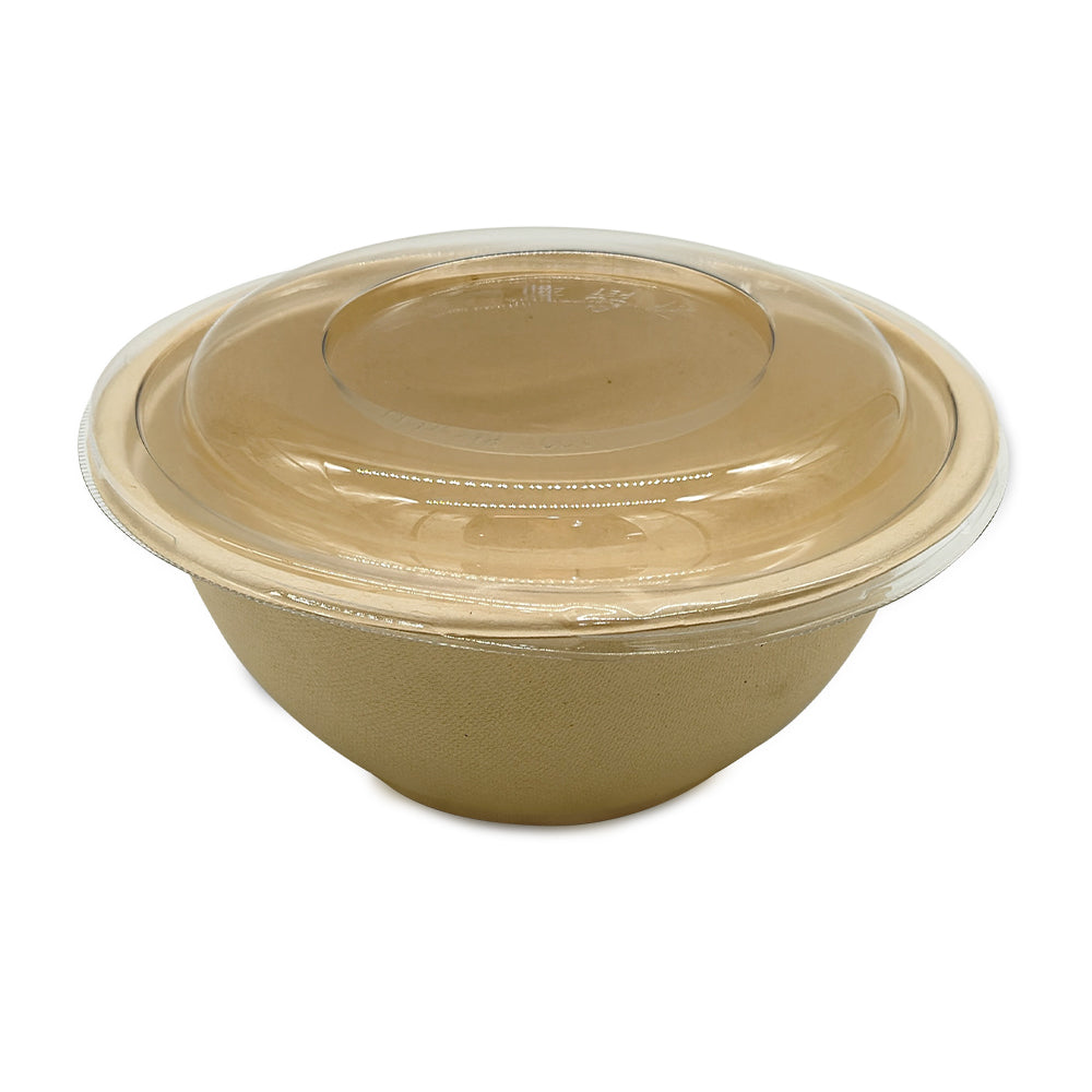 SNH bagasse round bowl with PET lid 1000ml eco friendly food container UAE