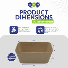SNH bagasse ST950 950ml biodegradable takeaway container UAE