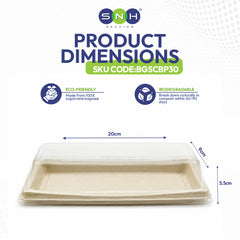 Bagasse Sushi Container with PET Lid | Eco Friendly Food Packaging