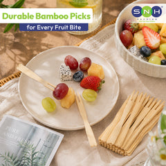 SNH bamboo fruit pick unwrapped 9cm natural bamboo skewer UAE