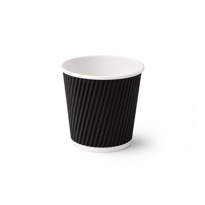 Black Ripple Coffee Cups 4oz to 12oz Insulated Hot Beverage Cups