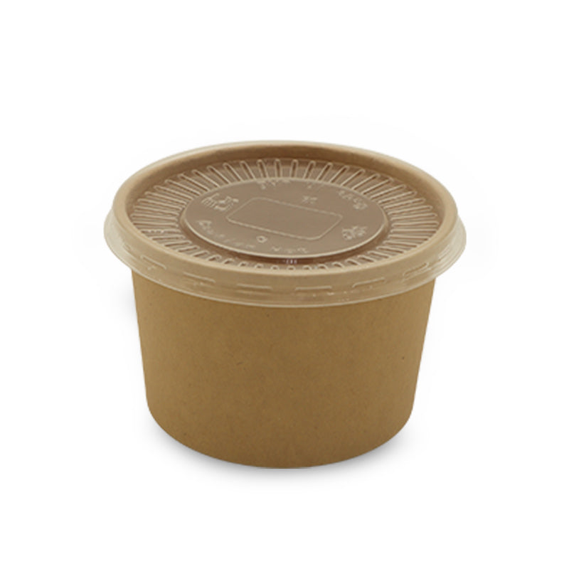SNH brown kraft paper ice cream cup flat lid 8oz UAE