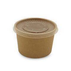 SNH brown kraft paper ice cream cup flat lid 8oz UAE