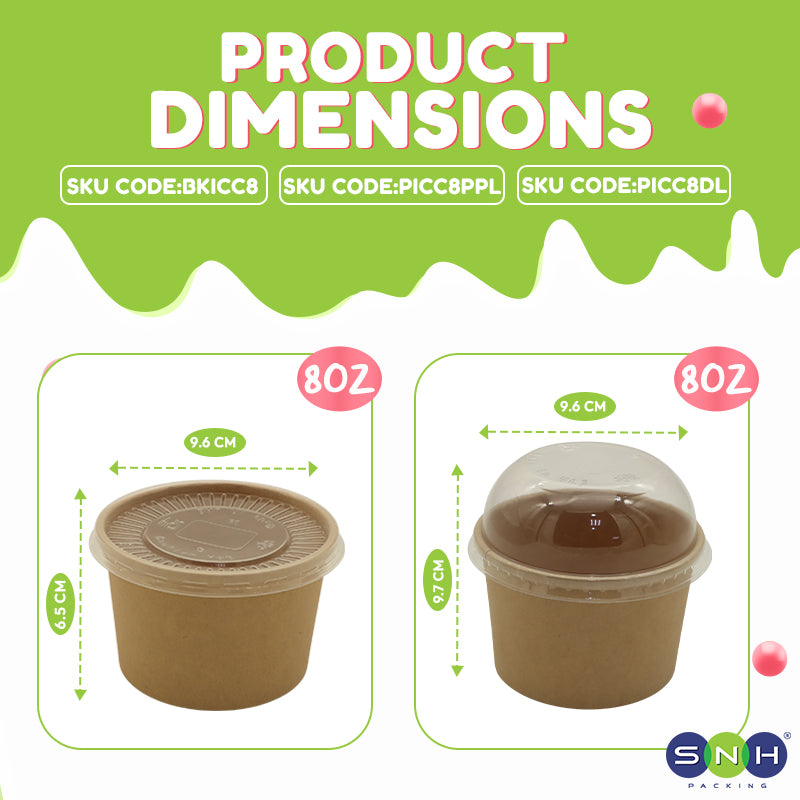 SNH brown kraft paper ice cream cup 8oz dessert serving cup UAE