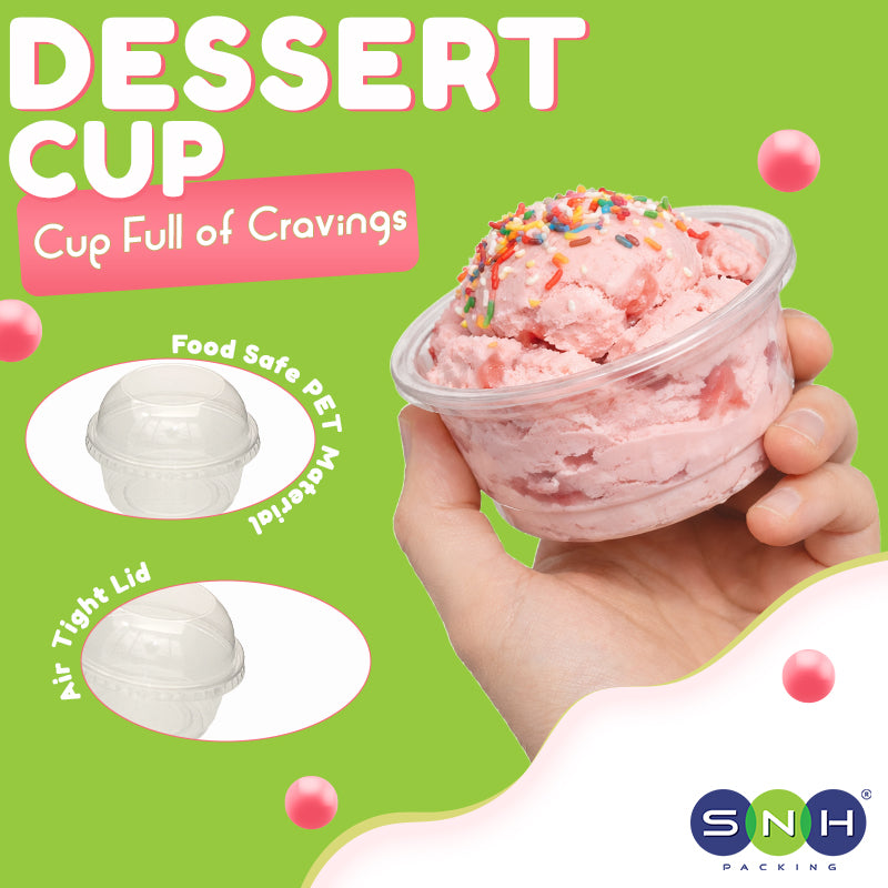 SNH clear PET dessert cup dome lid SD15 6oz dessert serving cup UAE