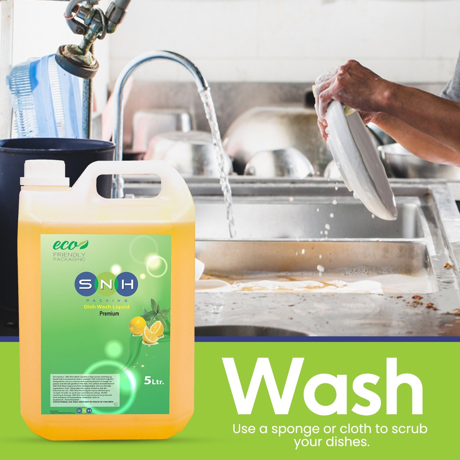 SNH Dish Wash Lemon Powerful Cleaning Liquid 5L