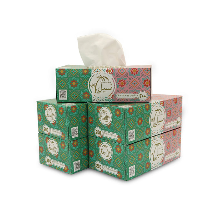 Fasil Facial Tissue 200 Sheets 1 Ply Soft 5 Boxes